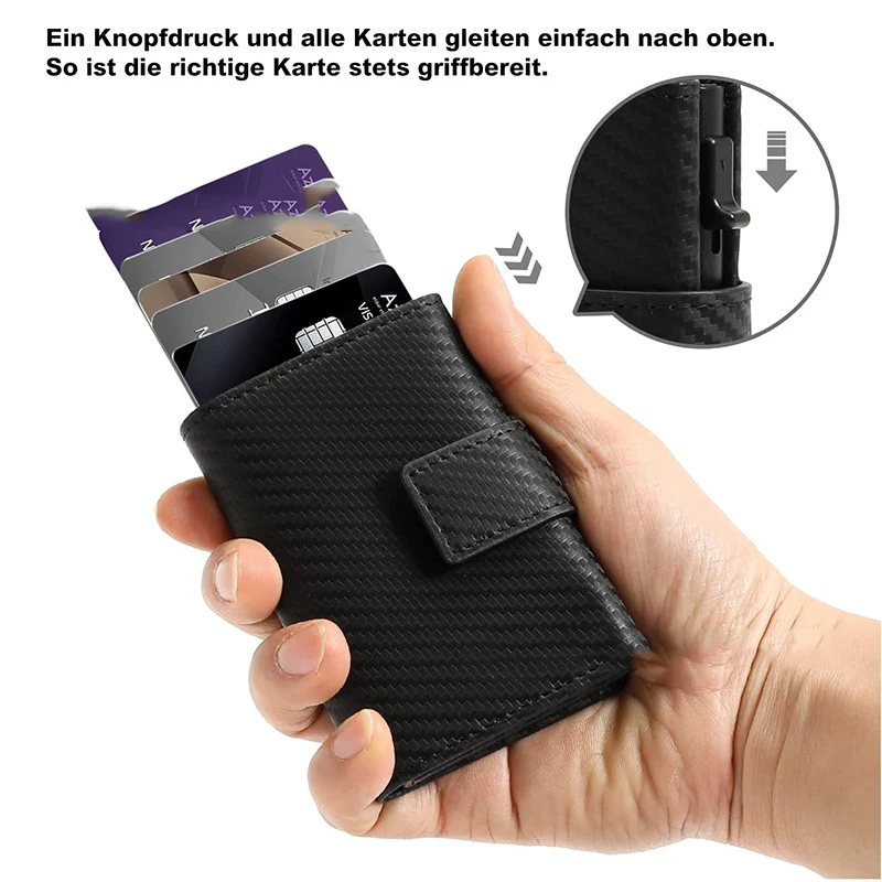 

Aluminum Alloy Card Cover With Cowhide RFID Wallet Clip Hot Selling Metal Wallets Holder Small Package Black Solid Slots Purse