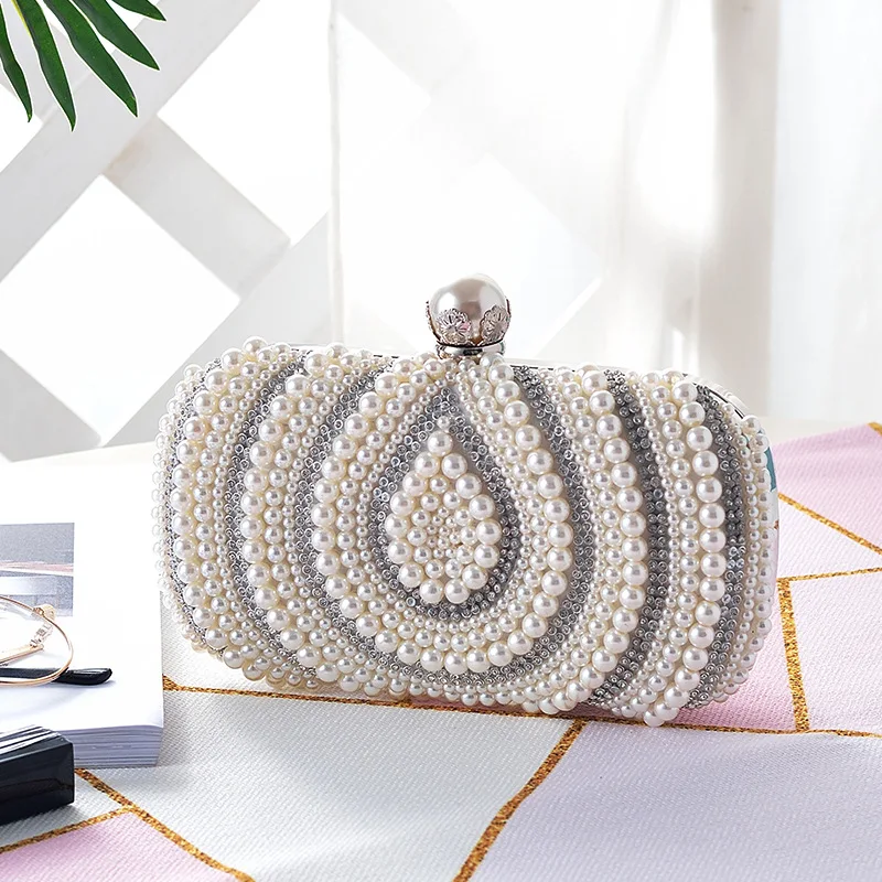 2025 Luxury pearls Bride Handbag Wallet Luxury Wedding Rhinestone Crystal Metal Chain Women's Party Chain Crossbody Bag