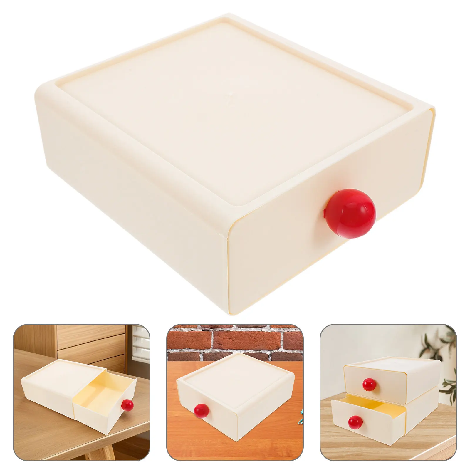 2Pcs Adorable Desktop Storage Box Small Desk Organizer for Stationery Gadgets Art Supplies Stackable Plastic Office Desk