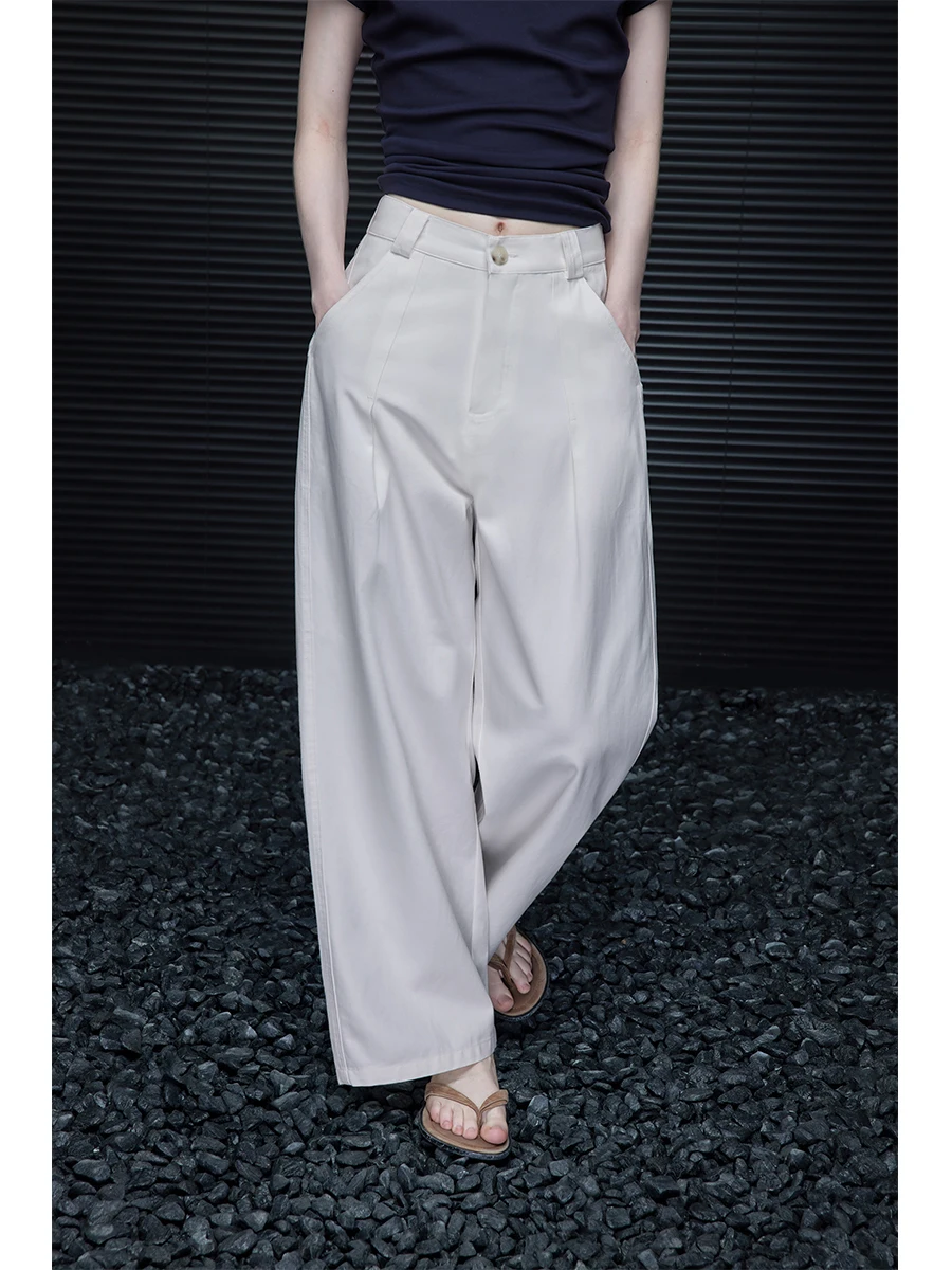 

White Wide Leg Pants Women's 2025 Autumn New Design Sensation Small ence Versatile Drapey Feel Commute High Waist Long Pants
