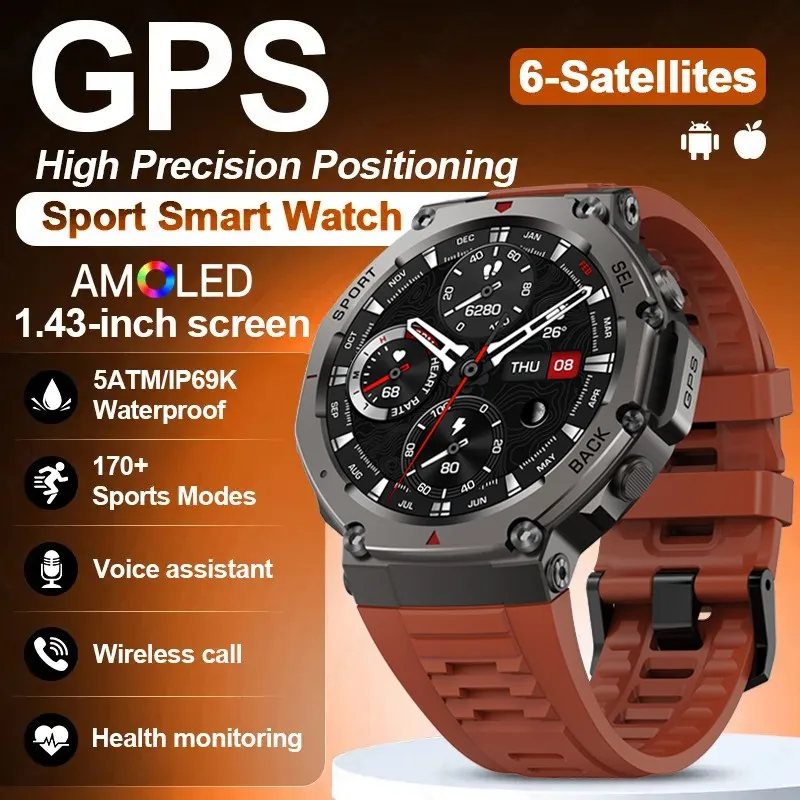 

GPS Smart Watch 2025 for Men, NEW Watch Built-in GPS BT Call Military Smartwatch 5ATM Waterproof 170 Sport Modes Durable Watches