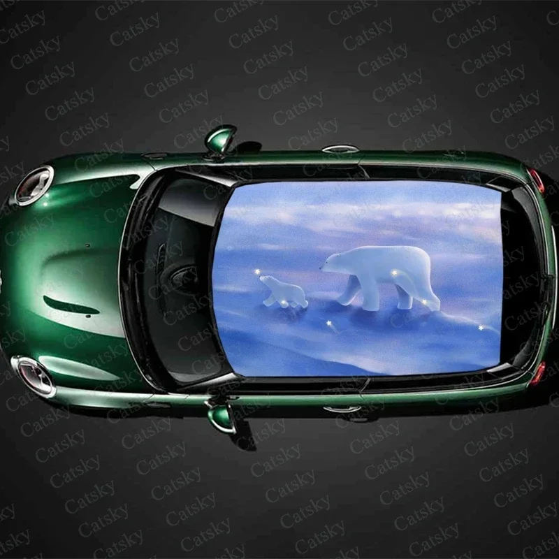 

Custom Cute Polar Bear Car Roof Sticker Decoration Film Car Decal Hood Vinyl Sticker Graphic Wrap Car Protect Accessories Gift