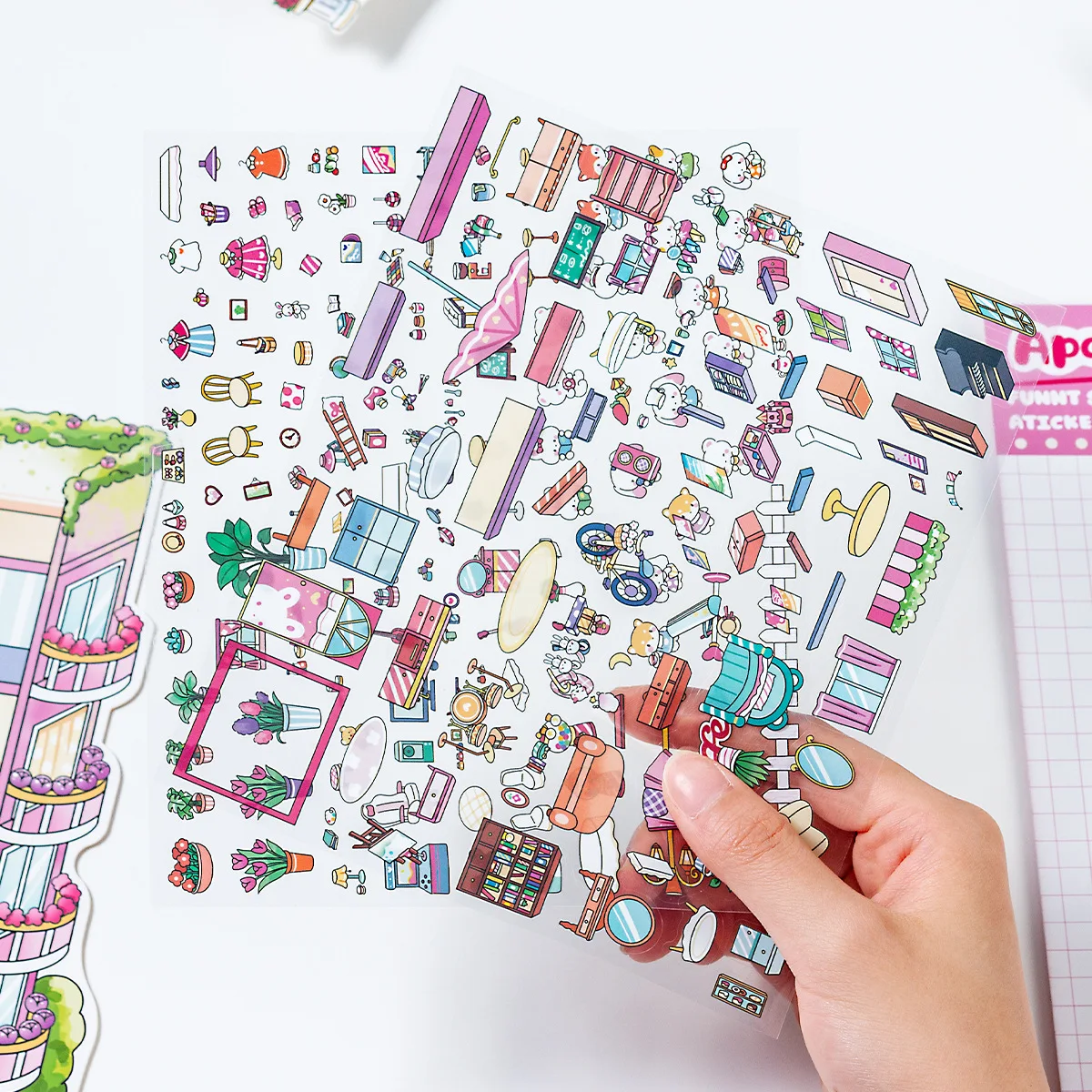 

Creative 3D Mini Town Scene Stickers DIY Cartoon Hand Account Paste Landscape Decoration Stickers for Scrapbook Diary Planner