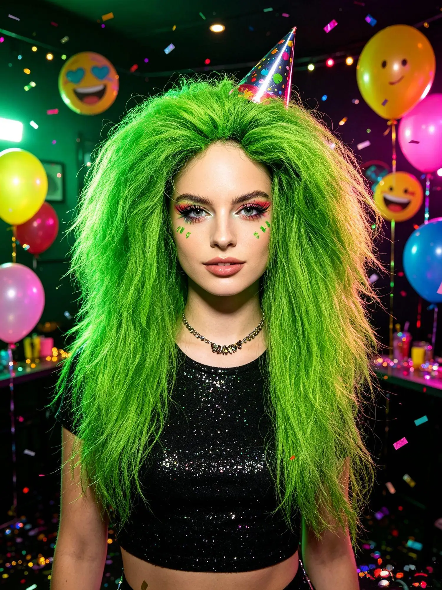 Green Long Straight Wig Synthetic Fluffy Messy Frizzy Witch Monster Zombie Costume Wig Halloween Cosplay Party Carnival Rock