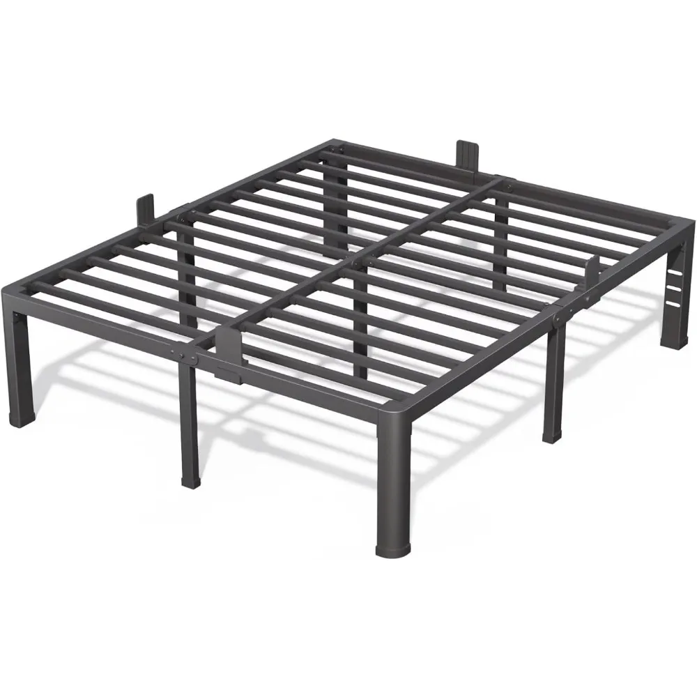 

18 Inch Heavy Duty Metal Platform Bed Frame with Rounded Corners and Headboard Hole, Supports Up to 3500 lbs