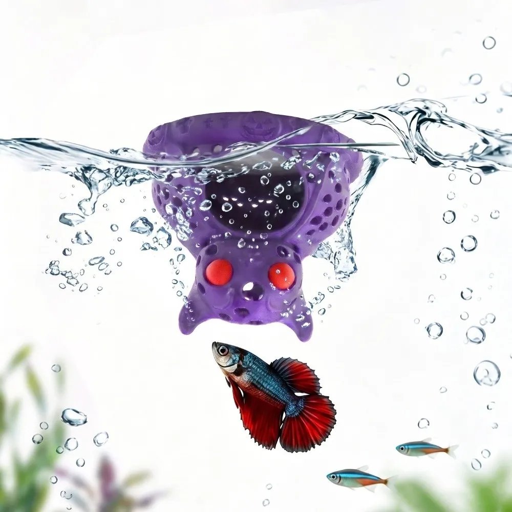 Gothic Style Halloween Bat Fish Tank Cave Hollow Structure Resting Spot Aquarium Hideout Breeding House Plastic Betta Hammock