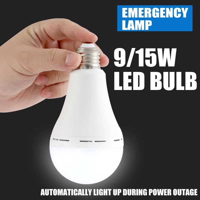 LED Emergency Light Bulb Super Bright Energy-saving E27 Screw Light Bulb Power Outage Automatic Lighting Charging Light Bulb