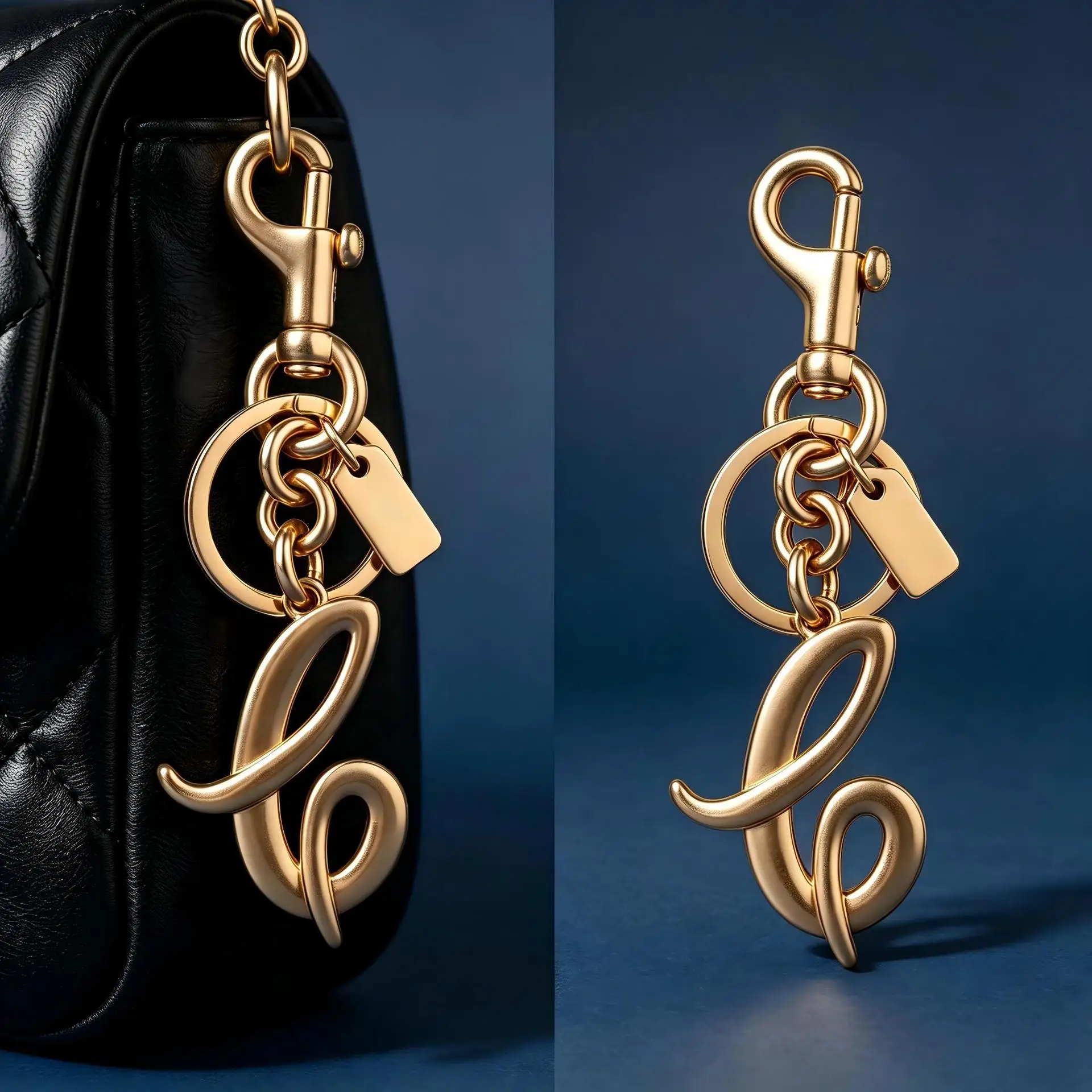 Minimalist Metal Keychain Alloy Abstract Letter Bag Charm Elegant Purse Accessory for Women Handbag Backpack Chic Gift for Her