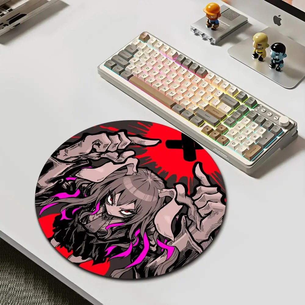 HYBXAXC Round Mouse Pad Rubber Non-slip For Office Gaming Red Black Dark Bunny Girl Desk Mat