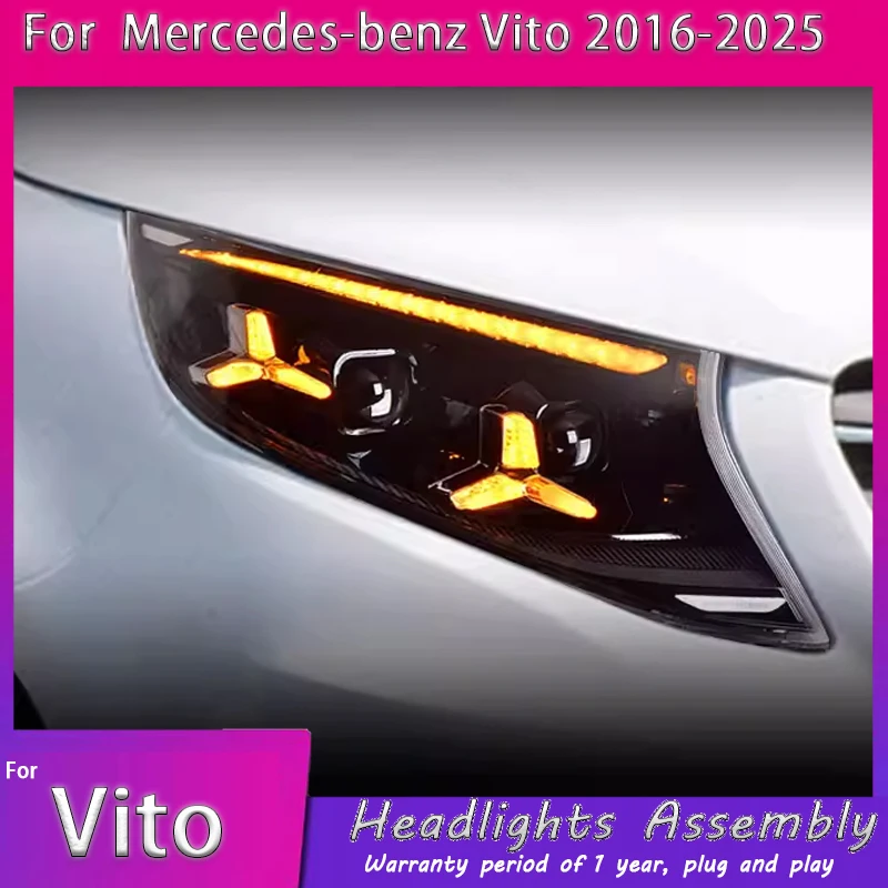 

Head Lamp for Benz Vito 2016-2025 LED Headlights Vito W447 DRL Dynamic Turn Signal High Beam Angel Eye Projector Lens Front Lamp