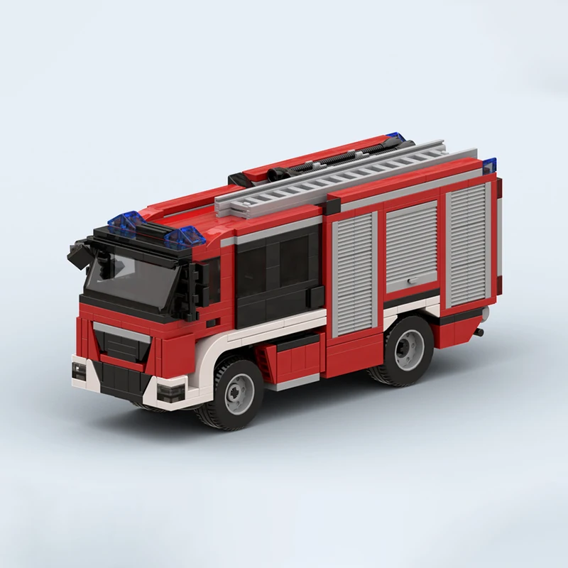 City Series Classic MOC Bricks Red Fire Engine 501pcs Building Block Model Kits DIY Assembling Display Toys Adult Christmas Gift