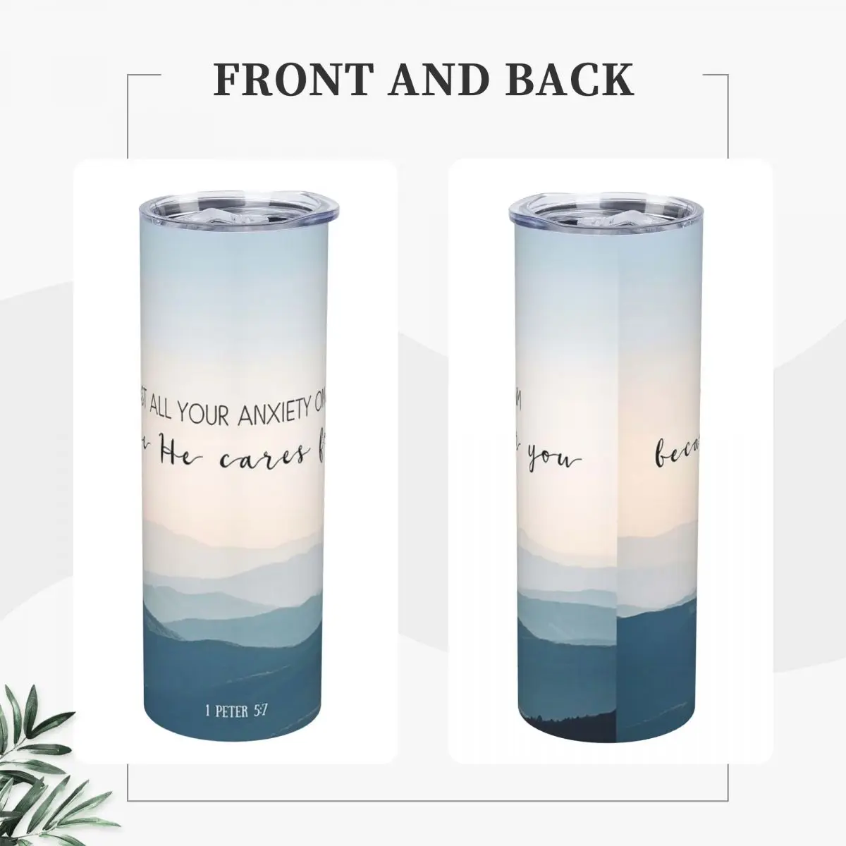 Christian Bible Verse Quote - Anxi Stainless Steel Tumbler Vacuum Insulated Mug Thermal Cold Cup Straws With Lid 20oz