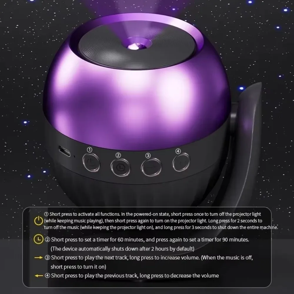 24 Patterns Star Projector Night Light with Sleep Sound Auto Timer Projection Lamp Starry Ocean White Noise Atmosphere Lamp