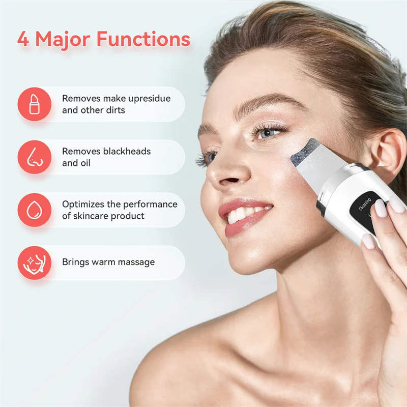 Depurador ultrasónico de la piel, espátula Facial, exfoliante de la piel, raspador y eliminador de espinillas, limpiador de poros, limpieza Facial profunda
