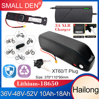 Hailong battery 36V/48V/52V 10Ah 12Ah 15Ah 18Ah 18650 Lithium battery pack 250W 500W 750W 1000W motor BMS Bafang +3A XLR Charger