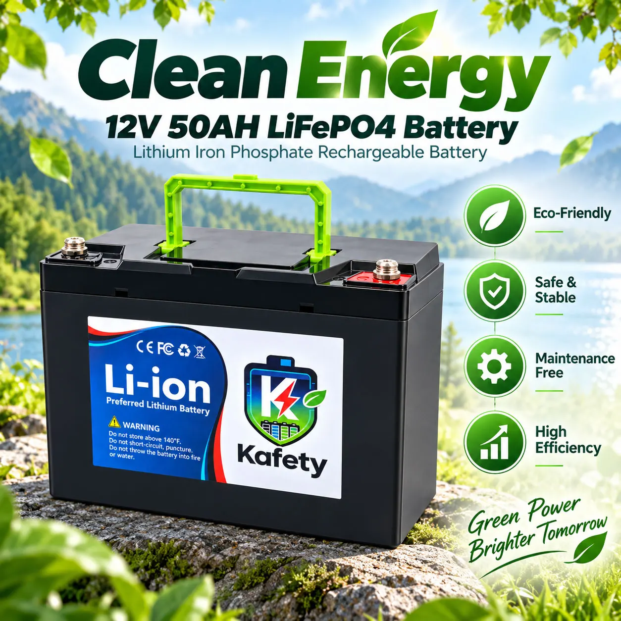 Solution de remplacement de batterie au plomb 12V 50Ah, batterie LiFePO4 à décharge profonde améliorée, batterie rechargeable au phosphate de fer et au lithium équipée d'un BMS intelligent, protection contre les courts-circuits pour moto électrique, bateau, camping-car et trottinette électrique