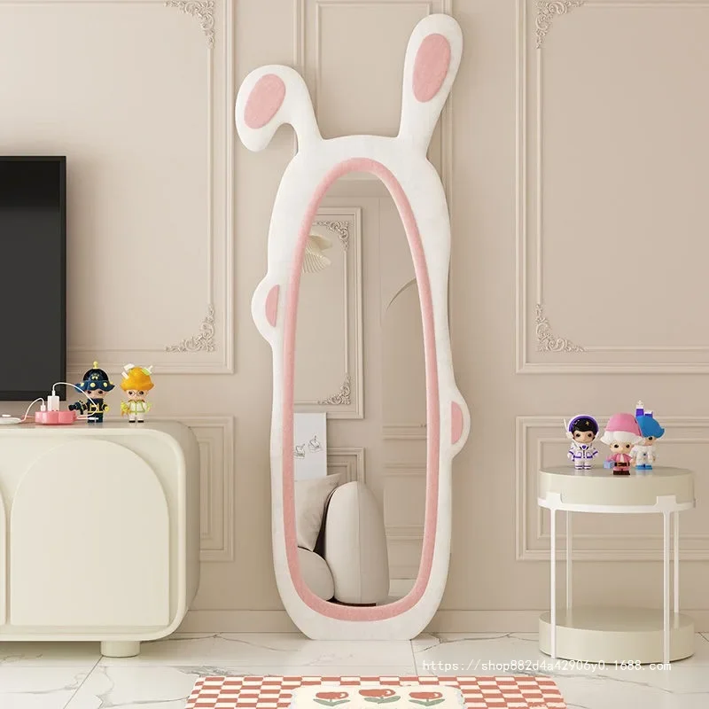 Cartoon rabbit full-body mirror, household light luxury full-length mirror, girls' bedroom special-shaped mirror