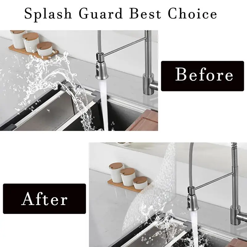 

1 пара прозрачных акриловых защитных экранов от брызг для раковины 90 ° -105 ° Регулируемая водозащитная перегородка от брызг для столешниц