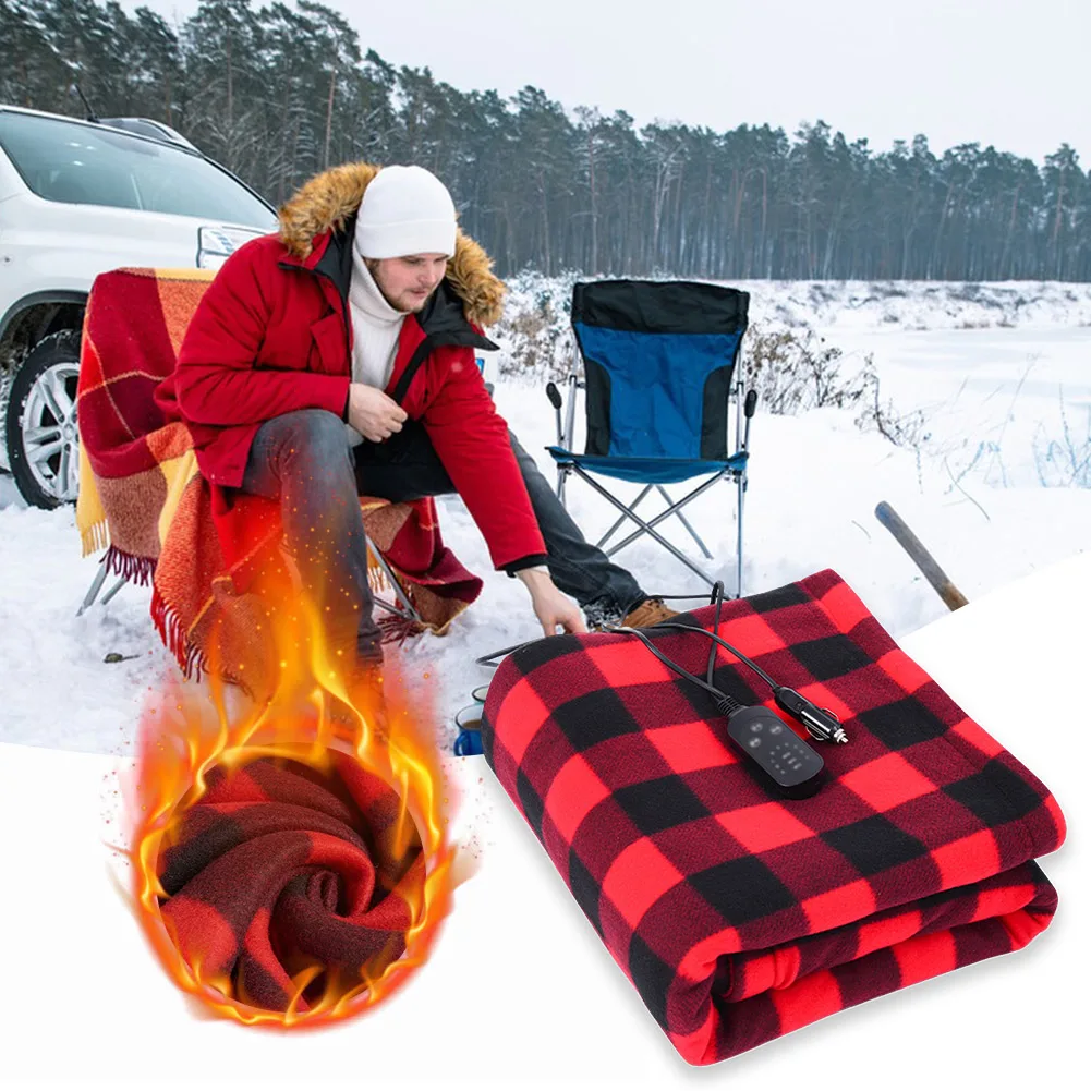 

12V Car Electric Blanket 9 Heating Level Heated Travel Blanket for Car Outdoor Traveling Camping Pad 150x100cm