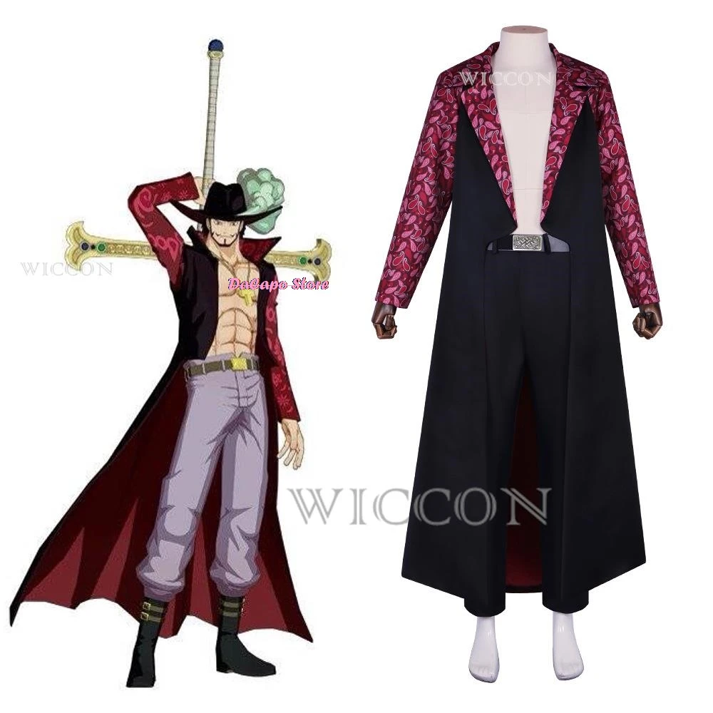 

Аниме Dracule Mihawk Косплей Mihawk Косплей Костюм Униформа Плащ Пальто Брюки Полный комплект Хэллоуин Карнавальные вечерние мужские костюмы