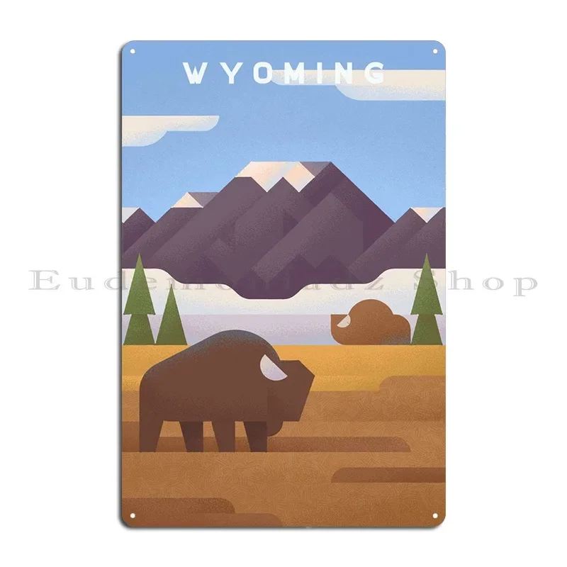 Wyoming Metal Plaque Wall Decor Designer Kitchen Rusty Create Tin Sign Poster