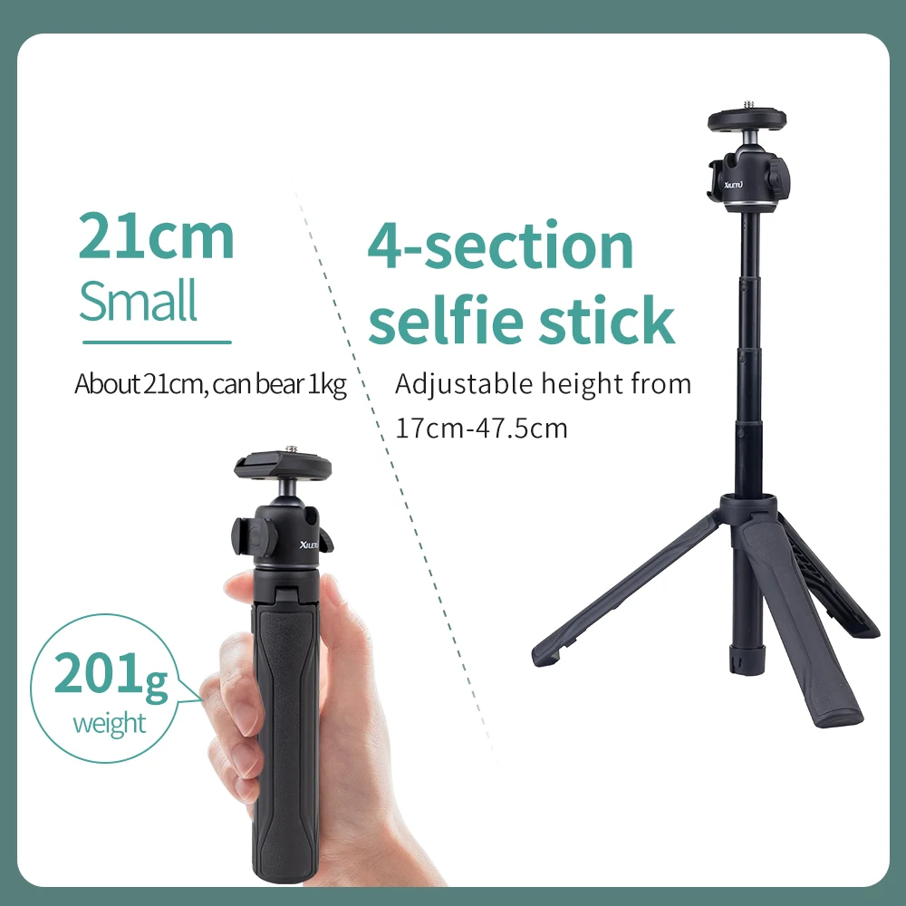 XILETU-حامل ثلاثي محمولة للتصوير الفوتوغرافي ، الإفراج السريع ، لايف فلوغ ، عصا سيلفي ، توسيع الأحذية الباردة ، حامل هاتف محمول سطح المكتب