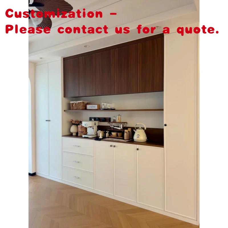 

custom.Living Room Custom Wood-Grain Dining Cabinet | Food Storage & Display Solution