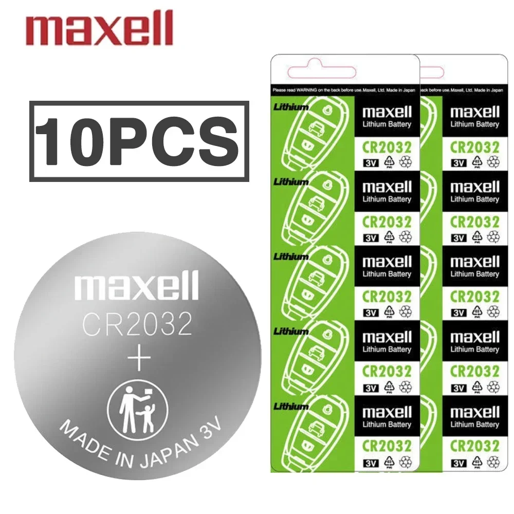 10pcs/lot Original-MaxeII CR2032 Lithium Button Battery Coin Cell CR 2032 DL2032 ECR2032 for Car Key Remote Watch Toy Calculator