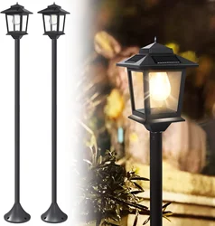 2 packs Solar pillar lights, outdoor lamp poles, gardens, backyards, passageways, retro, warm white