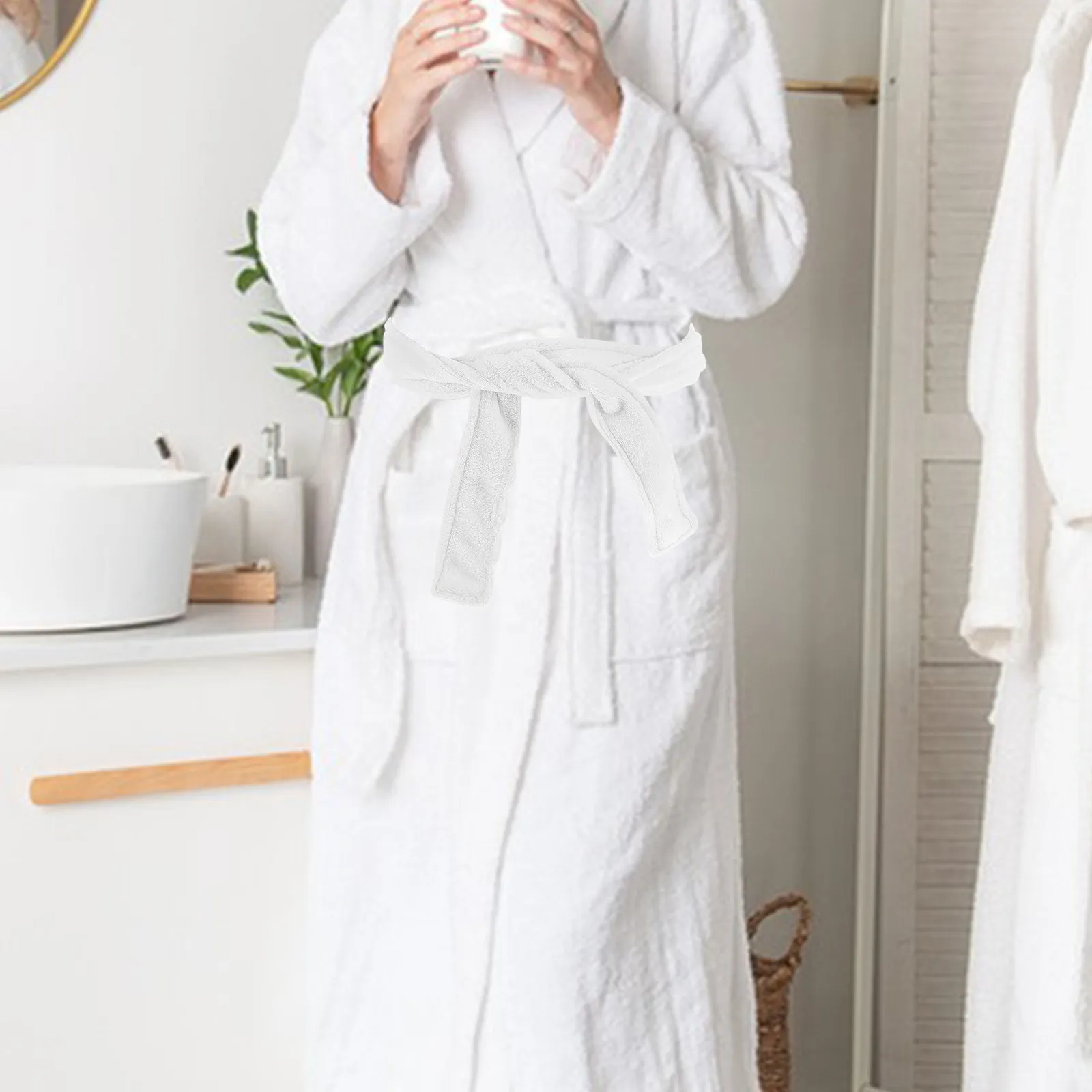 2Pcs Flannel Bathrobe Belt Soft Comfortable Hotel Spa Home Replacement Robe Waist Belt Elegant Minimalist Design Universal Fit