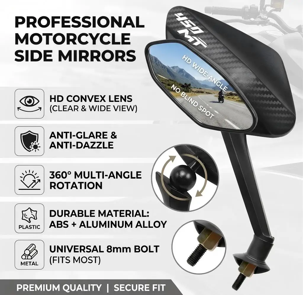 1 Pair Modifyed 360° Foldable Motorcycle Side Rearview Mirrors For CFMOTO 450MT 450 MT CF450 450mt 2022 2023 2024 2025