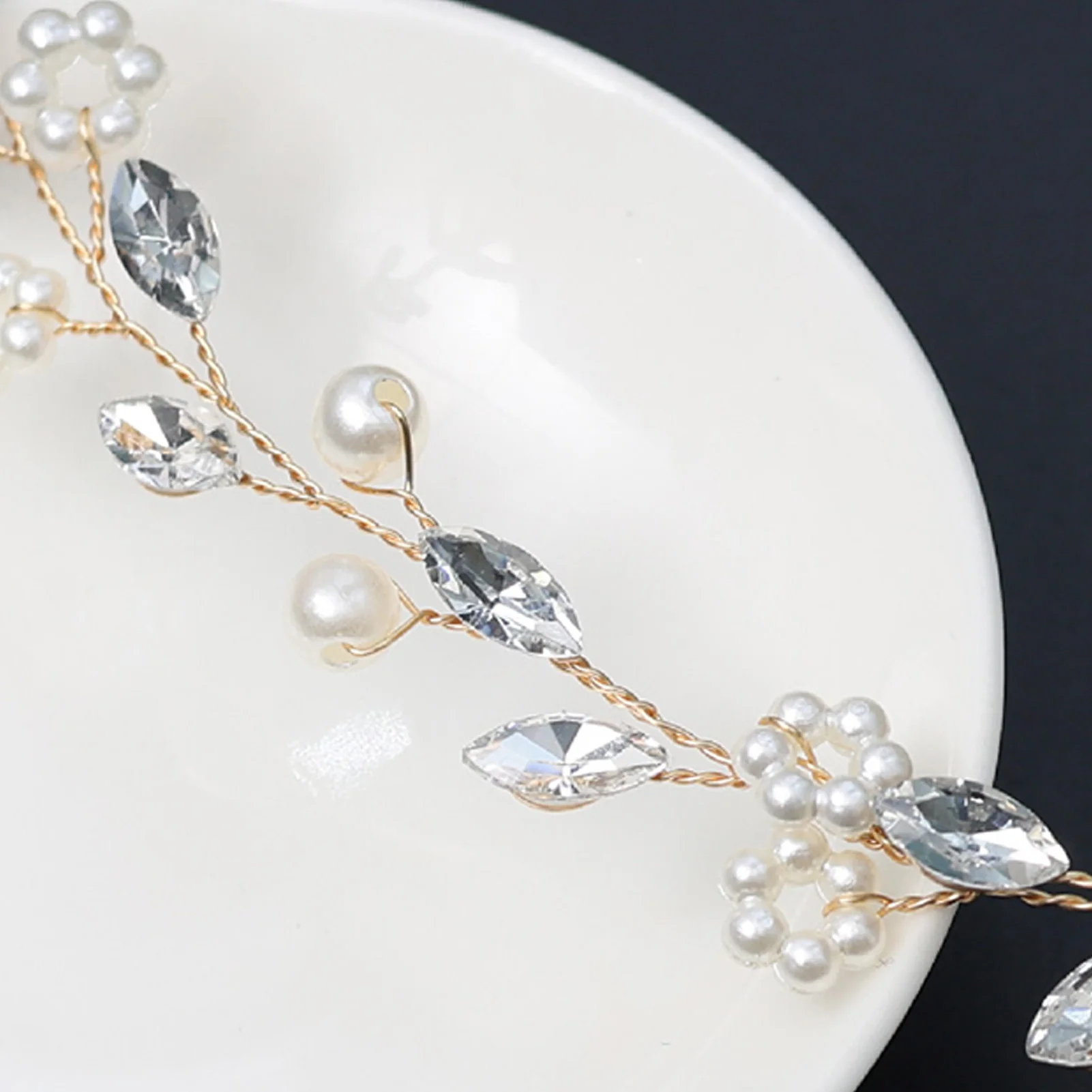 Bridal Pearl Hairband With Crystal Fashion Wedding Guest Hair Accessories Fairy Prom Headband With Ribbon Elegant Marriage Tiara