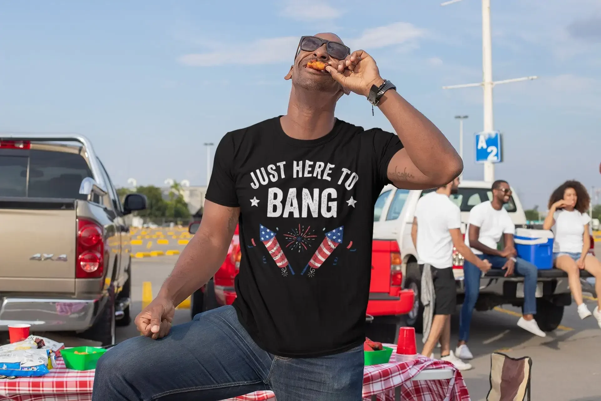 هنا إلى بانج تي شيرت مضحك 4th من يوليو الرابعة غنيمة الزي Merica المرأة الألعاب النارية الوطنية