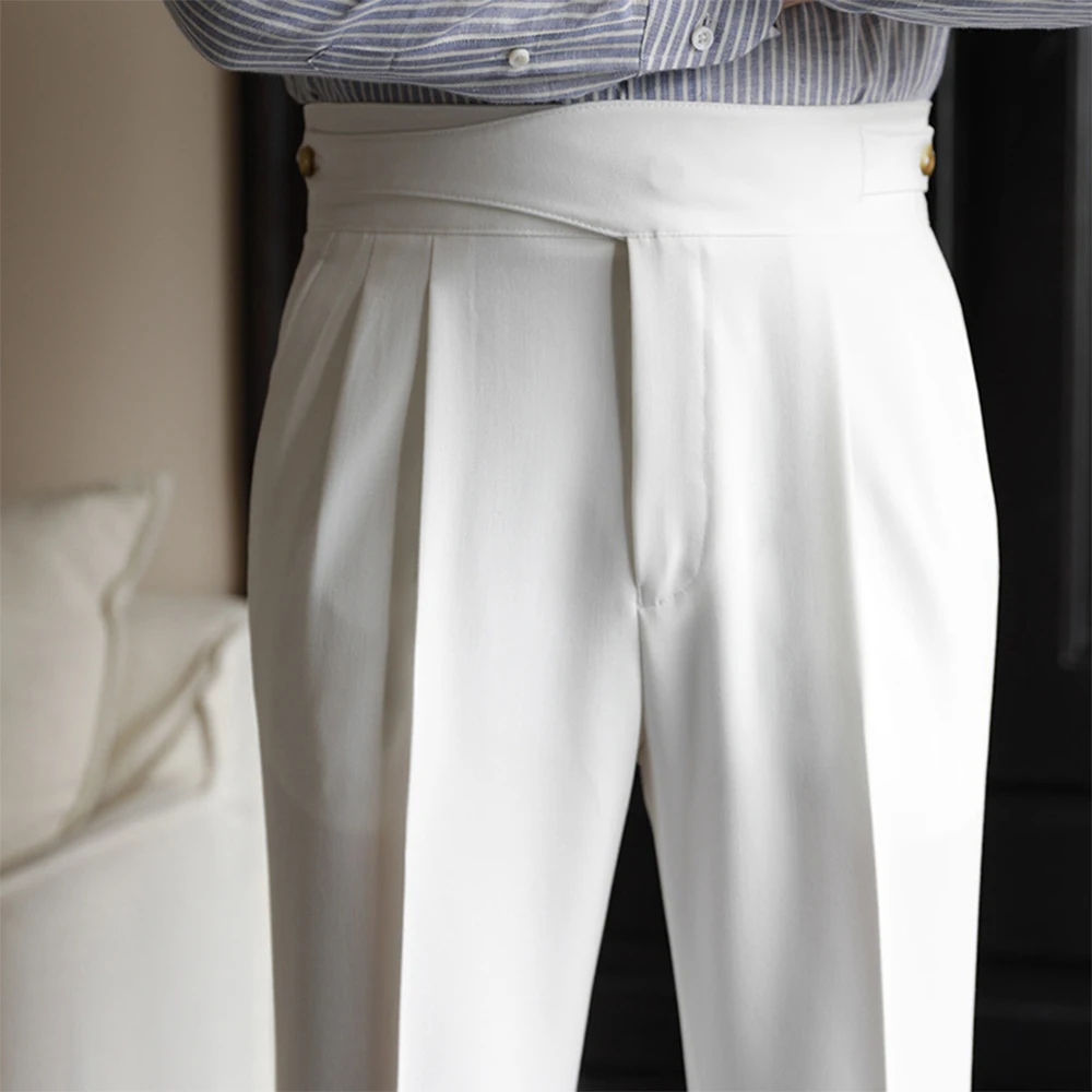 Mens Dress Pants Regular Fit Solid Color Long Business Trousers For Wedding Office Wear Classic Plain Pants For Men