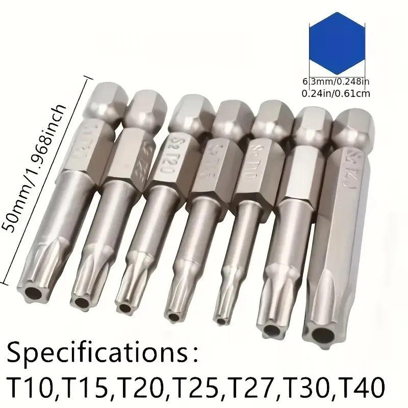 7-teiliges Set vernickelter Fünf-Stern-Bits mit Löchern, speziell geformte Schraubendreher-Bits für den Haushalt – Detail 1