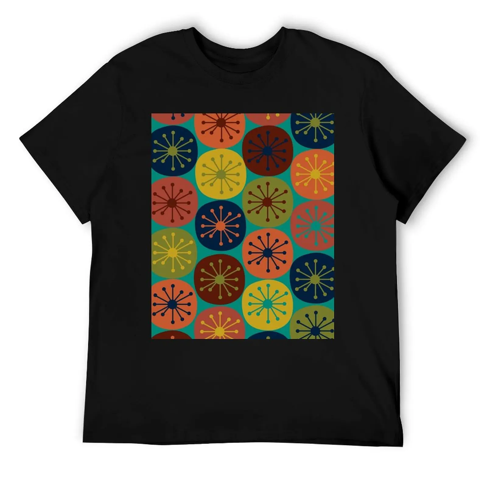 

Atomic Retro Dots — футболка Midcentury Modern Pattern in Mid Mod Teal, оливково-зеленого, горчично-оранжевого, синего и бирюзового цвета