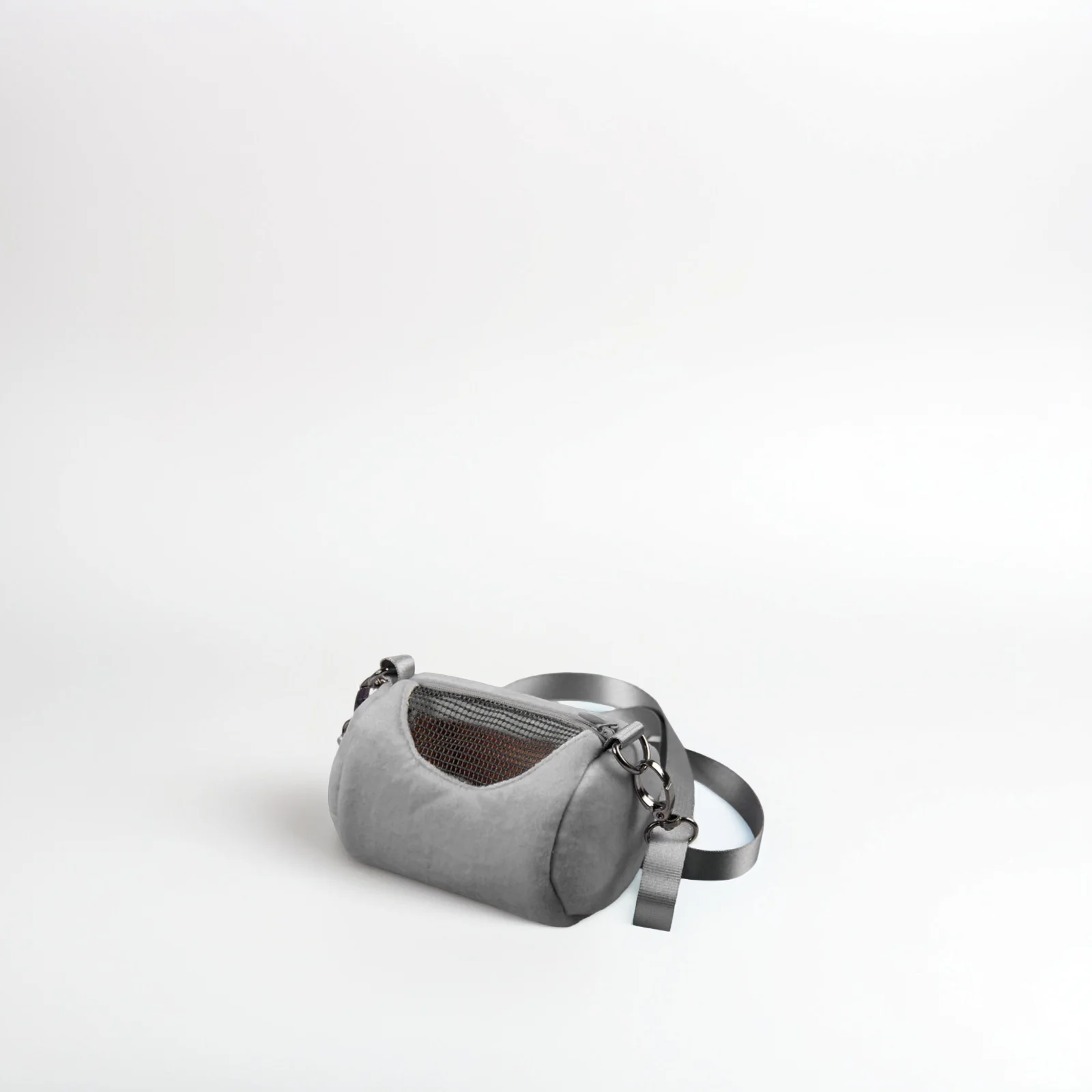 حقيبة حمل الحيوانات الأليفة المستديرة باللون الرمادي لشبكة تهوية الهامستر، حزام مريح قابل للتعديل، تخزين محمول للسفر في الهواء الطلق #5