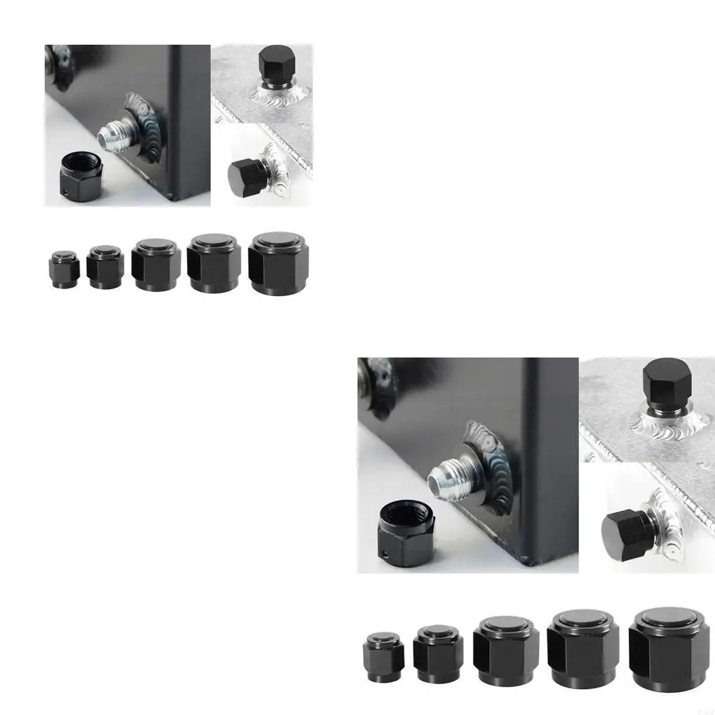 F1CF 5Pcs Female AN Fitting Cap AN4/AN6/AN8/AN10/AN12 Block Off Black Aluminum