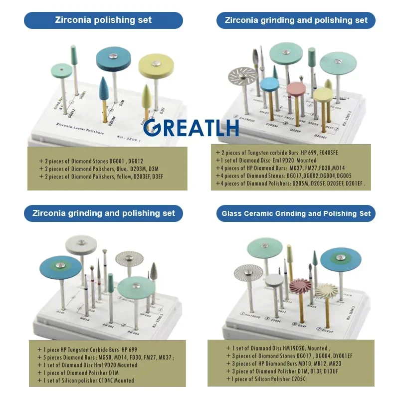 1 zestaw polerki diamentowej HP wiertła diamentowe zestaw szlifowanie polerowanie dentystycznych materiały stomatologiczne