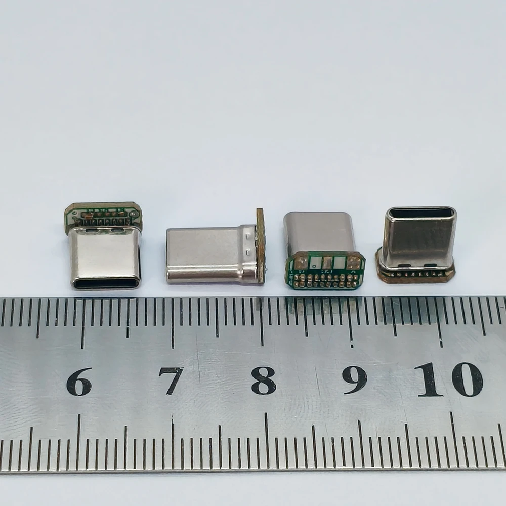 5Pcs USB Type-C Male 16Pin Vertical 9.5mm 11.6mm Stretch Connector With PCB Solder Pads Support 3/4/5/6 Core Cable