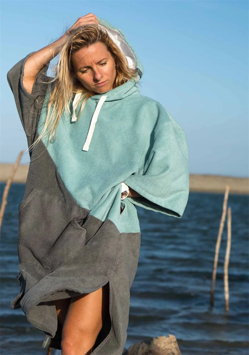 

Unisex Swimming Surfing Quick Drying Water Changing Bathrobe Outdoor Absorbent Soft Warming Hooded Beach Poncho Towel Bath Robes