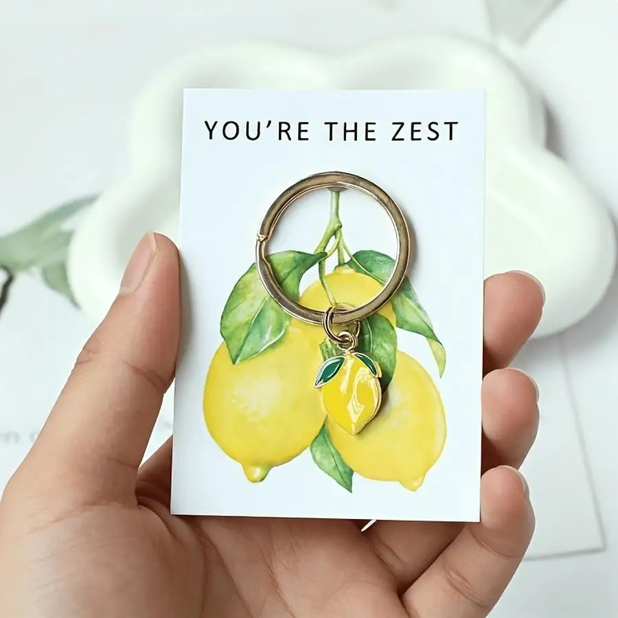 1/5/10/20/50/100pcs /s/s Cute Lemon Fruit Keychain with 