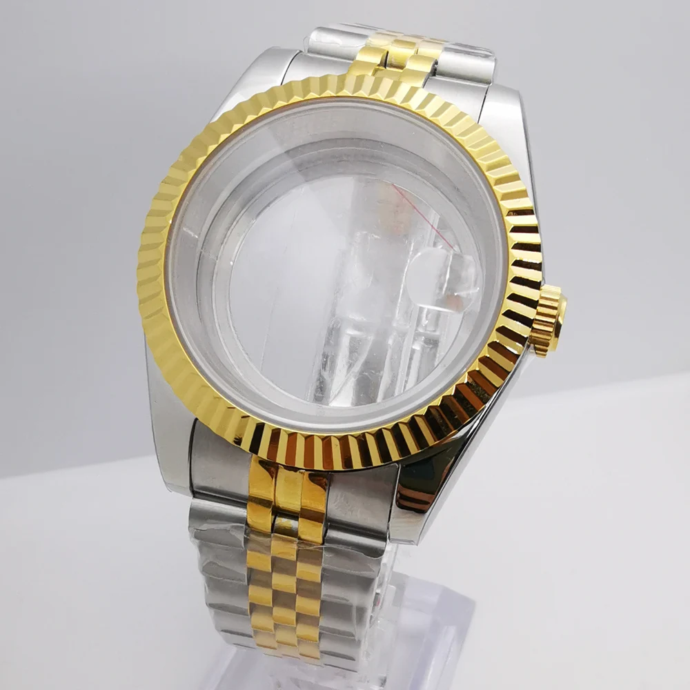 36mm/39mm silver gold sapphire glass watch case fit NH35 NH36 NH34 ETA2824 2836 Mingzhu DG2813 3804 Miyota8215 PT5000 movement