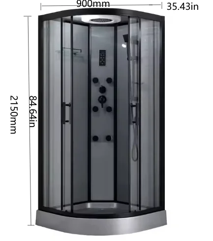 Shower Cabin ,90x90cm,Corner Bath Room, Black Design Hydro Massage with Steam Easy Installation, Waterproofing Bathroom Home