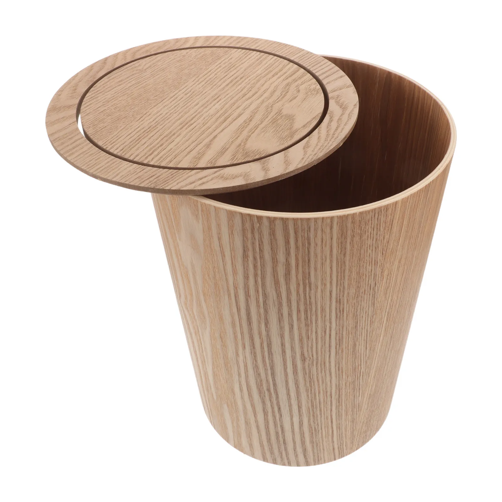 

Wooden Trash Can Flip Lid Compact Garbage Bin 9L Minimalist Wood Waste Basket Home Hotel Bathroom Living Room Wooden Garbage Bin