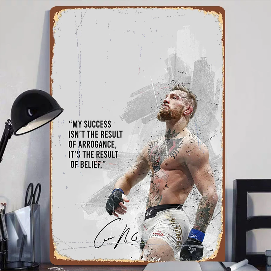 كونور مكجريجور ملهم إقتباس معدني جدار الفن UFC مقاتلة المعتقد تحفيزية ديكور للمنزل الصالة الرياضية تجريب الغرفة #2
