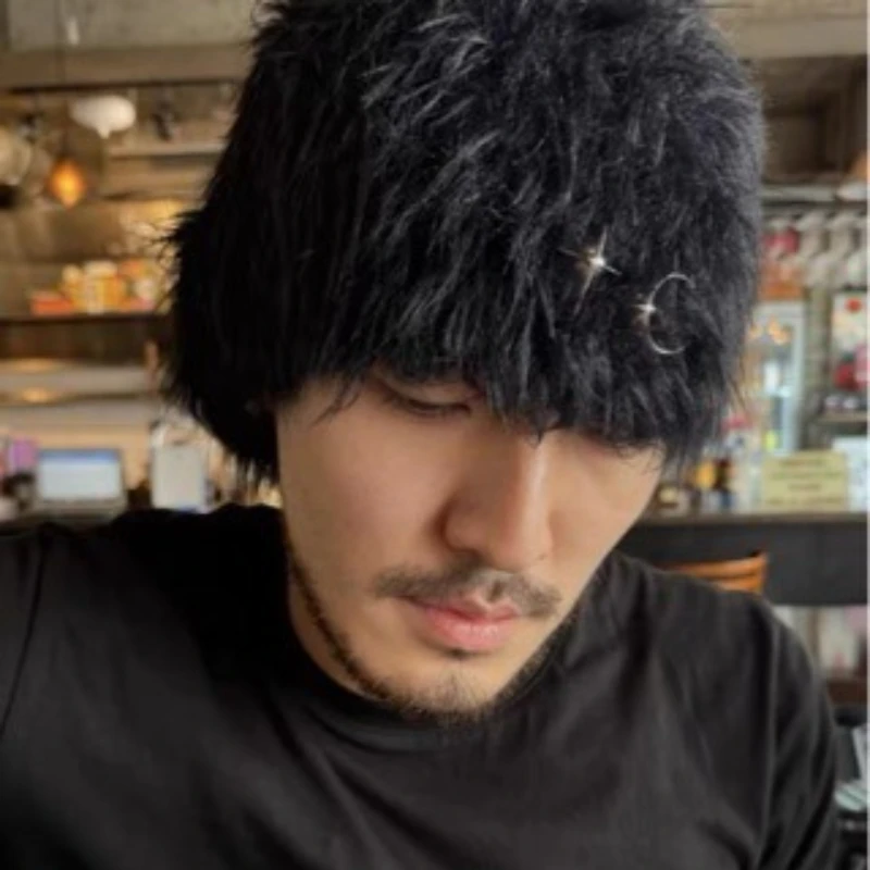 

Thug Club American and European Men's Fashionable Trendy Mixed-color Short Curly Hair Fluffy Synthetic Hairnet Men's Wigs