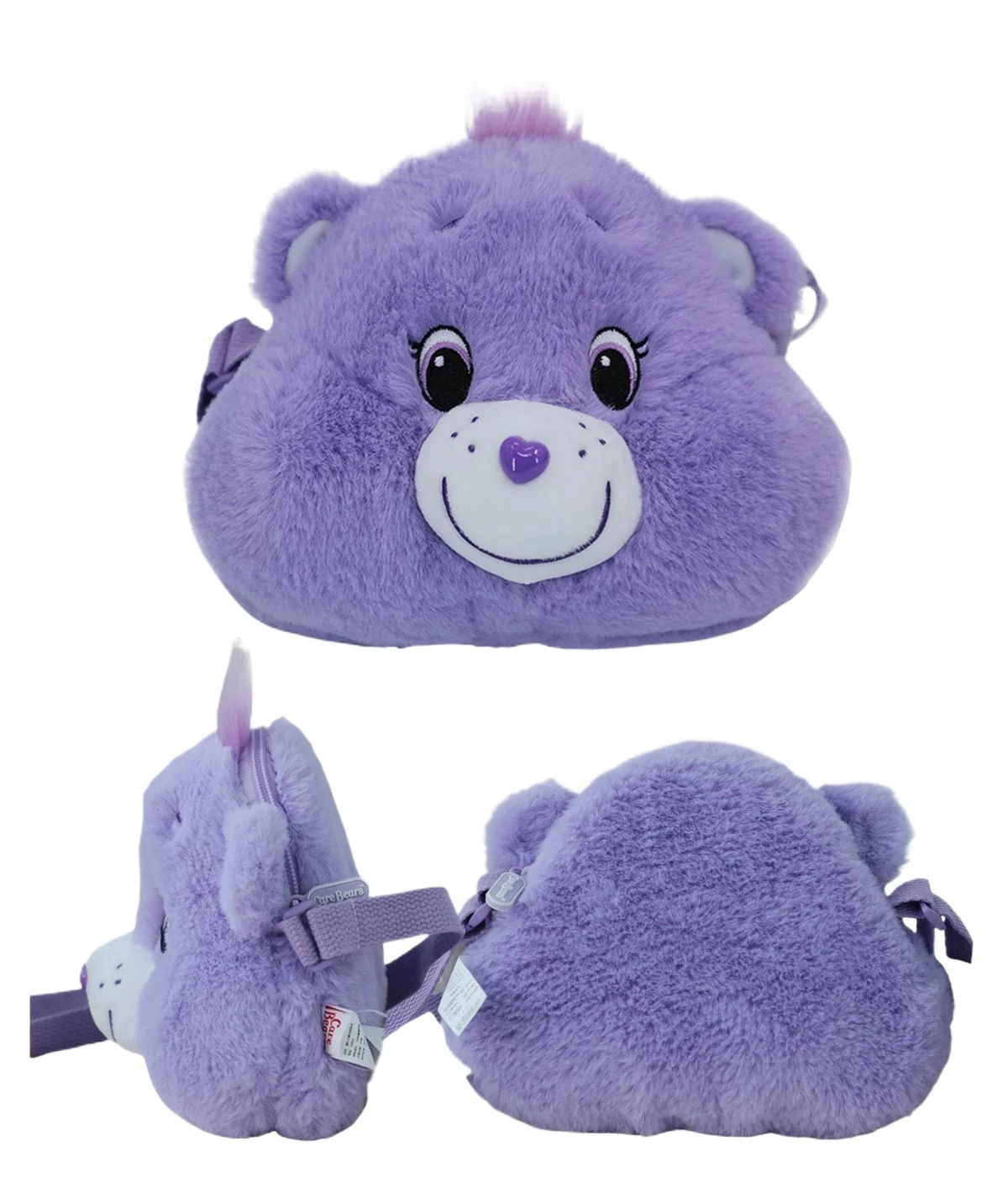 Care Bears Plush Bag Cute Fluffy Bear Head Crossbody Bag Kawaii Cartoon Purse for Girls Teens Fans