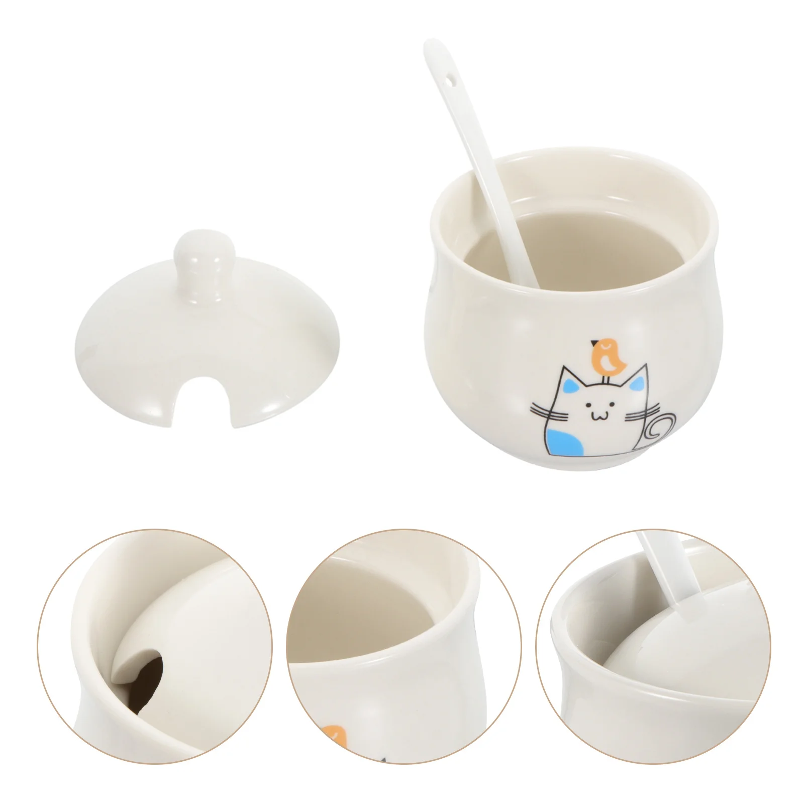 

1 Set Seasoning Jar Spice Pot Ceramic Storage Jar Lid Spoon Kitchen Salt Pepper Condiment Holder Home Kitchenware