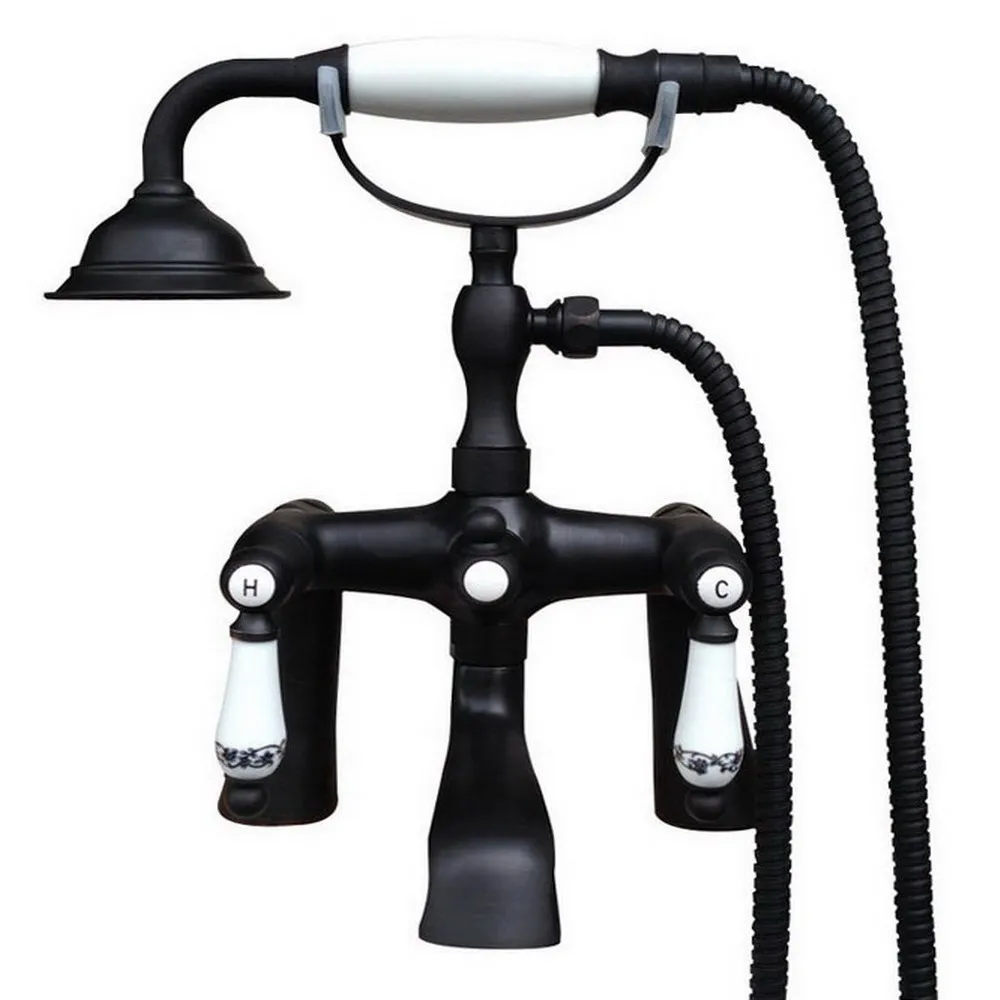 

Oil Rubbed Brass Deck Mounedt Bathroom Tub Faucet Set with 1500MM Handheld Shower Spray Head Bath Mixer Tap 2tf506